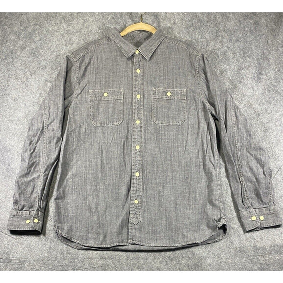 American Eagle Shirt Extra Large Gray Chambray Long Sleeve Button Up - Picture 1 of 11
